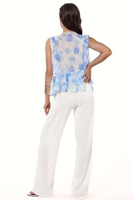 High-Waist Straight-Leg Crepe Trousers with Slit - Image 4