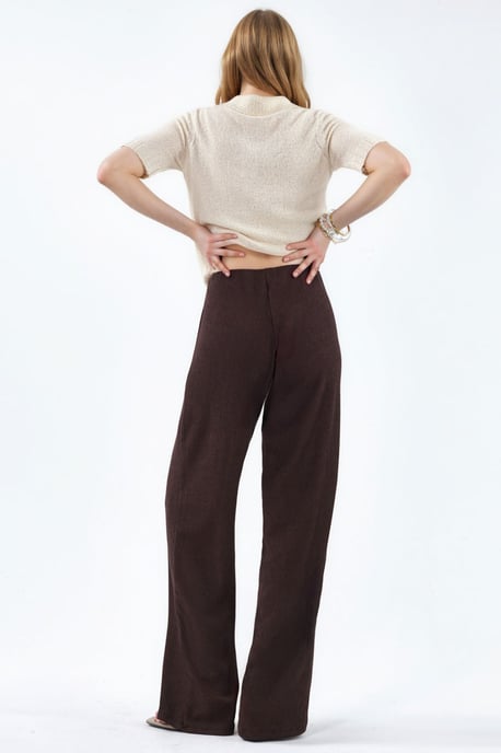 High-Waist Straight-Leg Crepe Trousers with Slit - Image 2