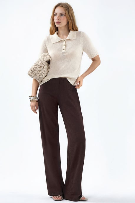 High-Waist Straight-Leg Crepe Trousers with Slit - Image 5