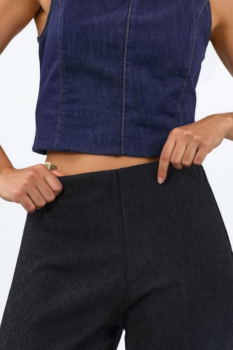 High-Waist Straight-Leg Crepe Trousers with Slit - Image 4