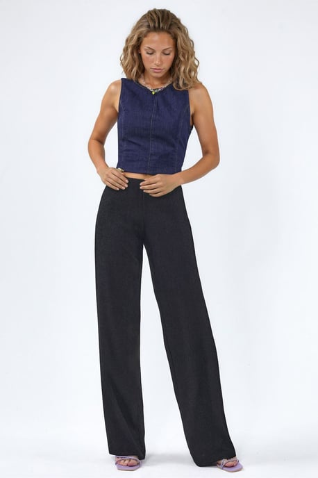 High-Waist Straight-Leg Crepe Trousers with Slit - Image 5