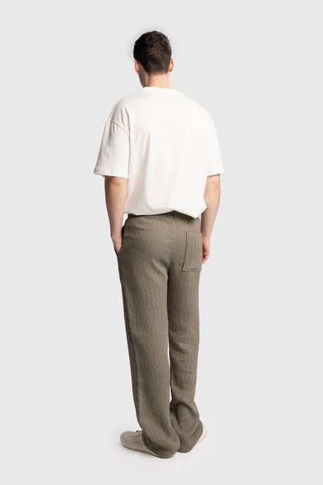 Texturerade Regular Fit Byxor med Dragsko i Midjan - Image 5