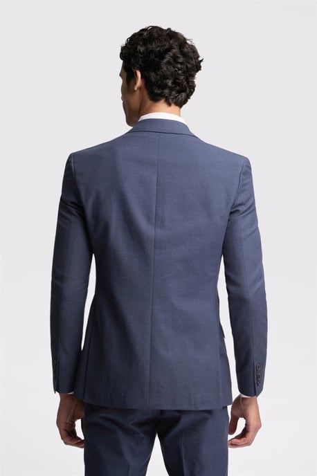 Single Breasted Long Sleeve Two Button Slim Fit Suit Jacket in Blue - Image 4