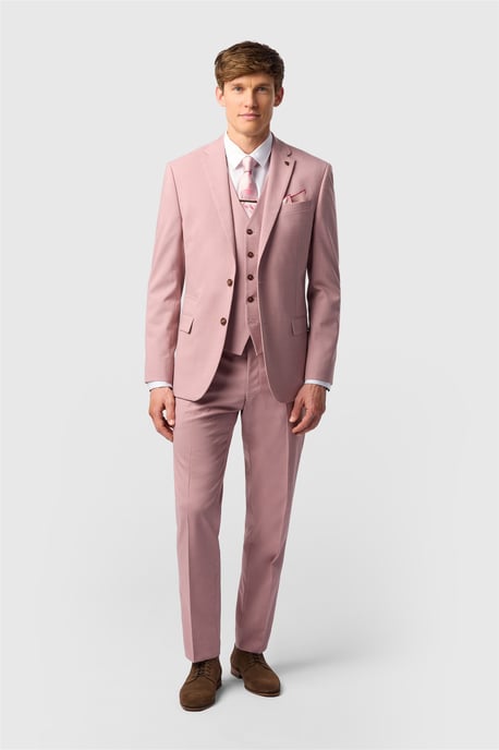 Single Breasted Long Sleeve Two Button Slim Fit Suit Jacket in Light Pink - Image 2