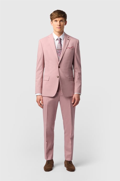 Single Breasted Long Sleeve Two Button Slim Fit Suit Jacket in Light Pink - Image 3