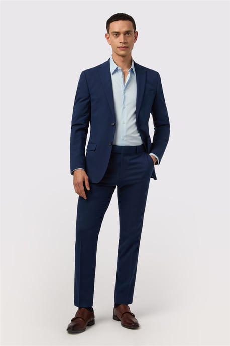 Single Breasted Long Sleeve Two Button Slim Fit Suit Jacket in Dark Blue - Image 4