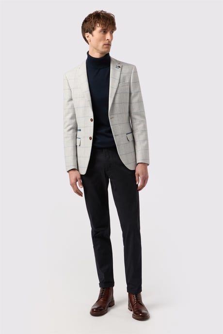 Single Breasted Long Sleeve Two Button Slim Fit Suit Jacket in Light Grey - Image 5