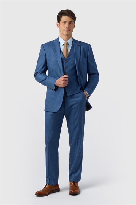 Single Breasted Long Sleeve Two Button Regular Suit Jacket in Light Blue - Image 2