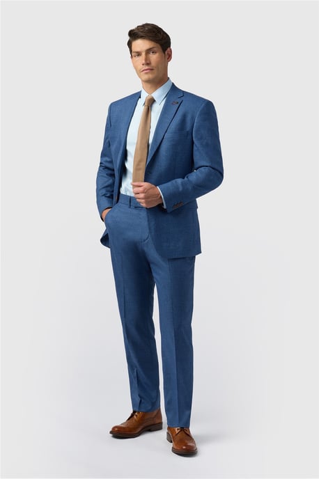 Single Breasted Long Sleeve Two Button Regular Suit Jacket in Light Blue - Image 3