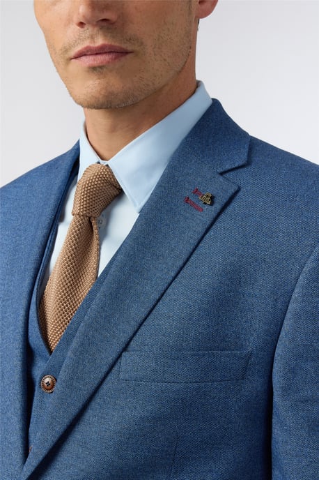 Single Breasted Long Sleeve Two Button Regular Suit Jacket in Light Blue - Image 4