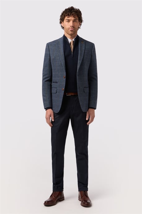Single Breasted Long Sleeve Two Button Slim Fit Suit Jacket in Dark Blue - Image 4
