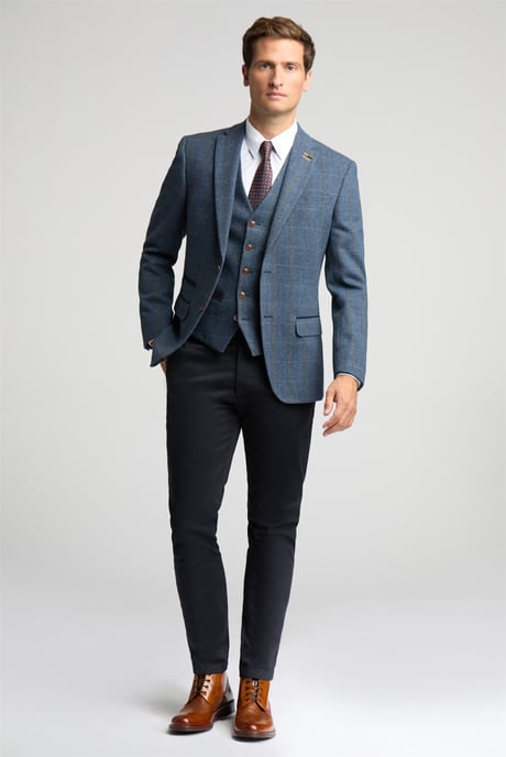 Single Breasted Long Sleeve Two Button Slim Fit Suit Jacket in Dark Blue - Image 5