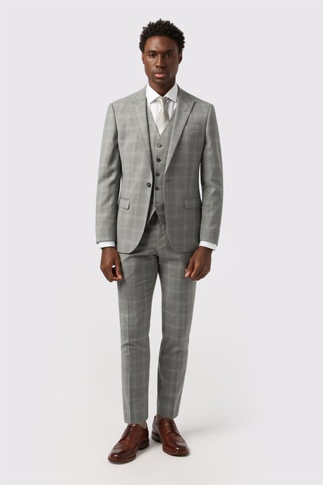 Single Breasted Long Sleeve One Button Tailored Suit Jacket in Silver - Image 2