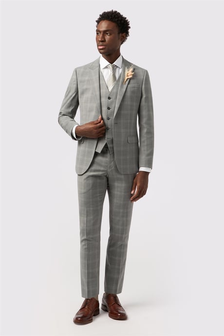 Single Breasted Long Sleeve One Button Tailored Suit Jacket in Silver - Image 3