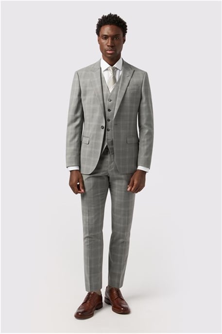 Single Breasted Long Sleeve One Button Tailored Suit Jacket in Silver - Image 5