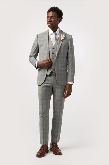 Single Breasted Long Sleeve One Button Tailored Suit Jacket in Silver - Image 6