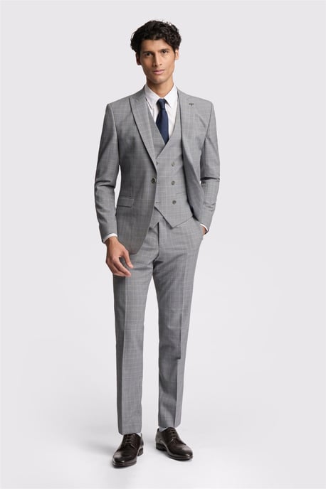 Single Breasted Long Sleeve One Button Slim Fit Suit Jacket in Silver - Image 2
