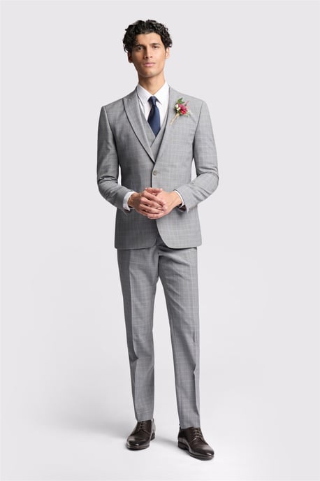 Single Breasted Long Sleeve One Button Slim Fit Suit Jacket in Silver - Image 3