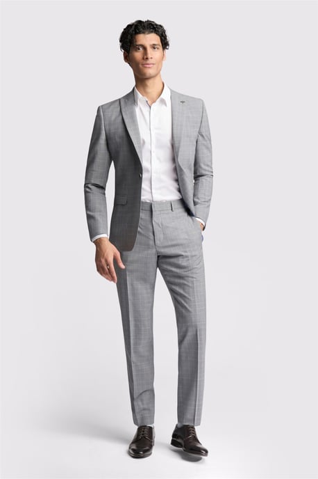 Single Breasted Long Sleeve One Button Slim Fit Suit Jacket in Silver - Image 4