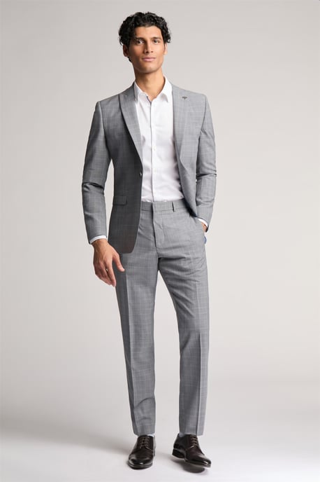 Single Breasted Long Sleeve One Button Slim Fit Suit Jacket in Silver - Image 6