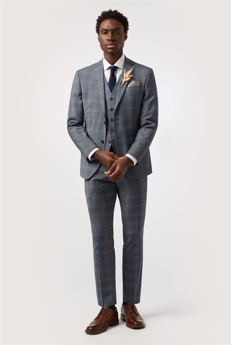 Single Breasted Long Sleeve Two Button Tailored Suit Jacket in Grey - Image 3