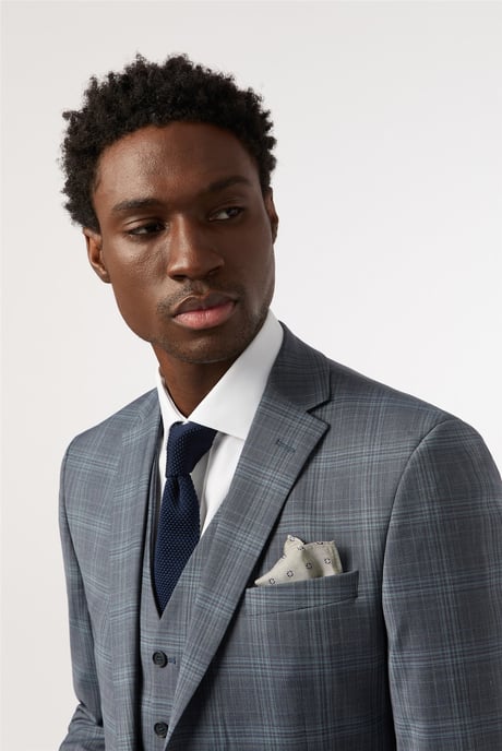 Single Breasted Long Sleeve Two Button Tailored Suit Jacket in Grey - Image 5