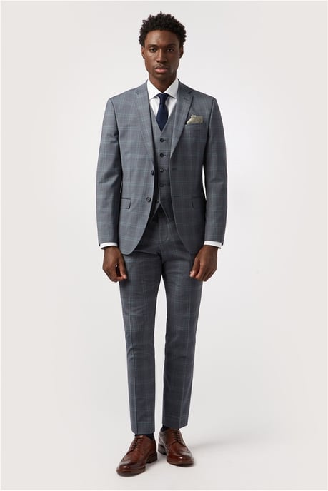 Single Breasted Long Sleeve Two Button Tailored Suit Jacket in Grey - Image 6