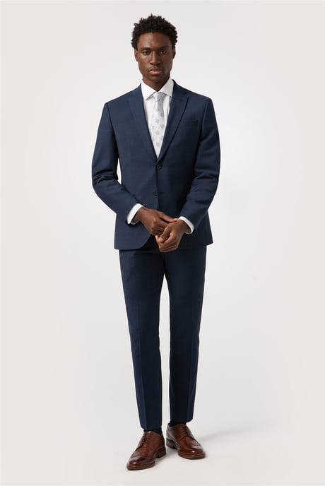 Single Breasted Long Sleeve Two Button Tailored Suit Jacket in Dark Blue - Image 4