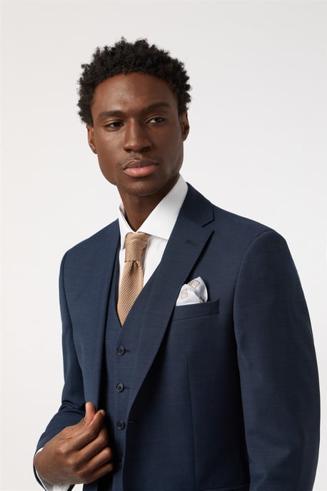 Single Breasted Long Sleeve Two Button Tailored Suit Jacket in Dark Blue - Image 5