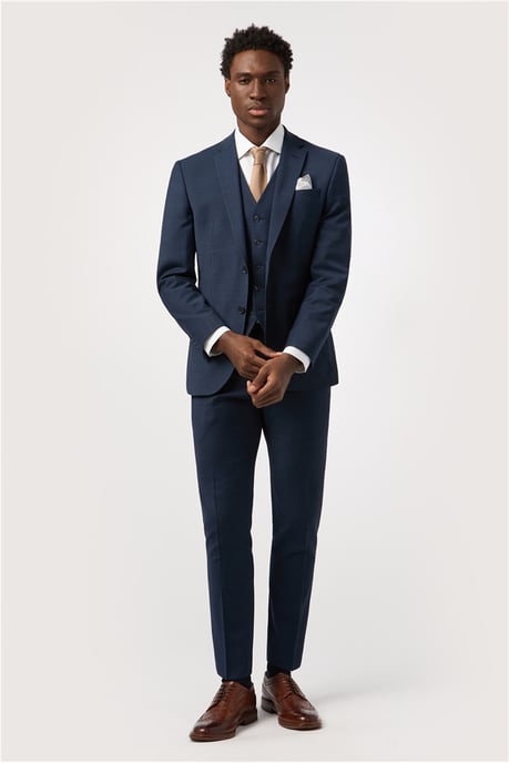 Single Breasted Long Sleeve Two Button Tailored Suit Jacket in Dark Blue - Image 6