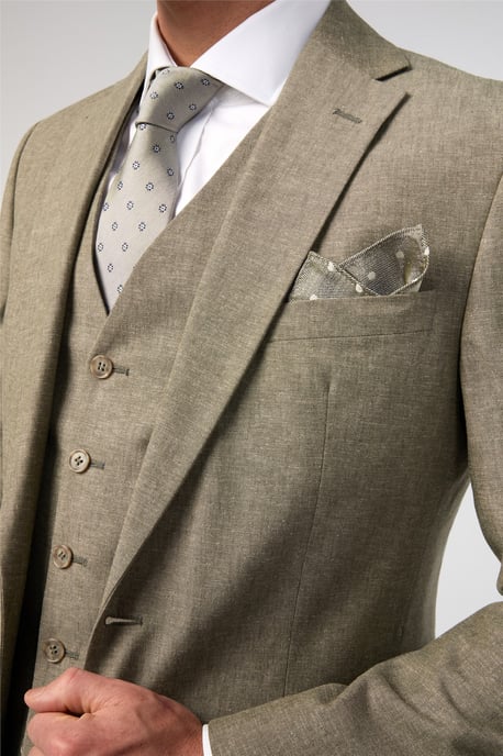Single Breasted Long Sleeve Two Button Tailored Suit Jacket in Khaki - Image 5
