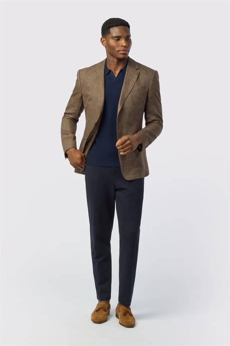 Single Breasted Long Sleeve Two Button Tailored Suit Jacket in Bronze - Image 1