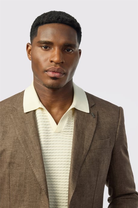 Single Breasted Long Sleeve Two Button Tailored Suit Jacket in Bronze - Image 2