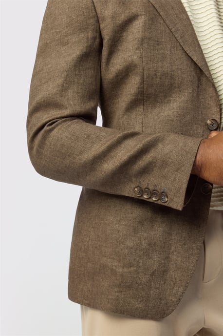 Single Breasted Long Sleeve Two Button Tailored Suit Jacket in Bronze - Image 4