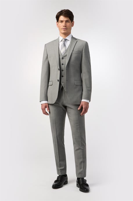 Single Breasted Long Sleeve Two Button Tailored Suit Jacket in Silver - Image 2