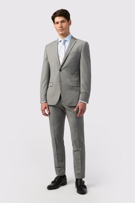 Single Breasted Long Sleeve Two Button Tailored Suit Jacket in Silver - Image 4