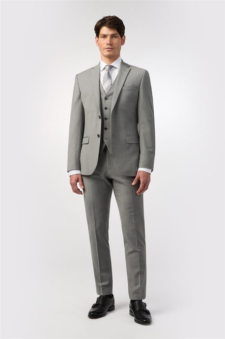 Single Breasted Long Sleeve Two Button Tailored Suit Jacket in Silver - Image 5