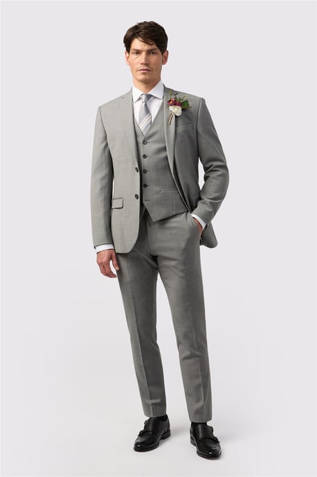 Single Breasted Long Sleeve Two Button Tailored Suit Jacket in Silver - Image 6
