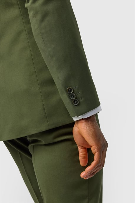 Single Breasted Long Sleeve Two Button Slim Fit Suit Jacket in Olive - Image 5