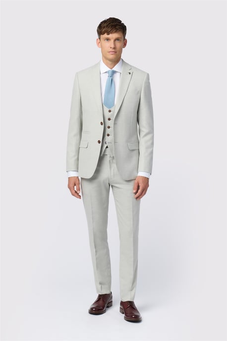 Single Breasted Long Sleeve Two Button V-neck Slim Fit Suit Jacket in Light Grey - Image 2