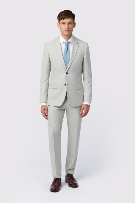 Single Breasted Long Sleeve Two Button V-neck Slim Fit Suit Jacket in Light Grey - Image 3