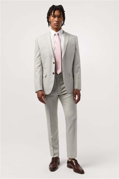 Single Breasted Long Sleeve Two Button V-neck Slim Fit Suit Jacket in Light Grey - Image 6