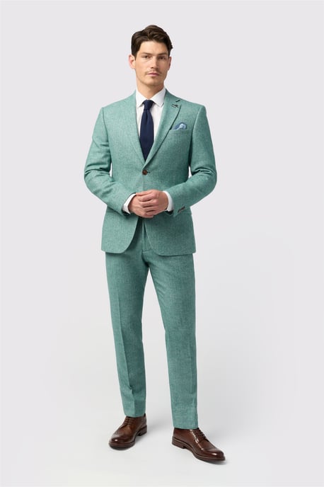 Single Breasted Long Sleeve Two Button Slim Fit Suit Jacket in Mint - Image 3