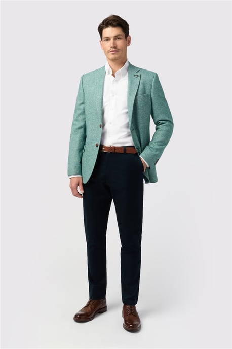 Single Breasted Long Sleeve Two Button Slim Fit Suit Jacket in Mint - Image 6