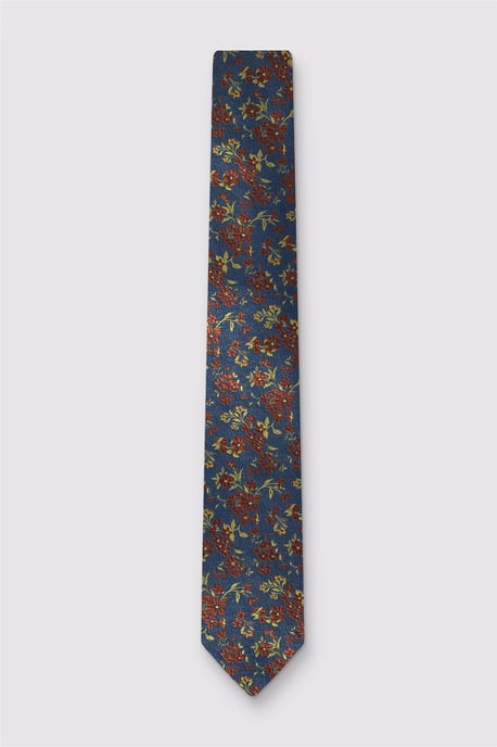 Floral Tie in Dark Blue - Image 1