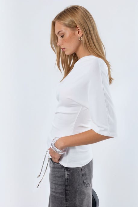 Women’s boat neck short-sleeve knit blouse - Image 2