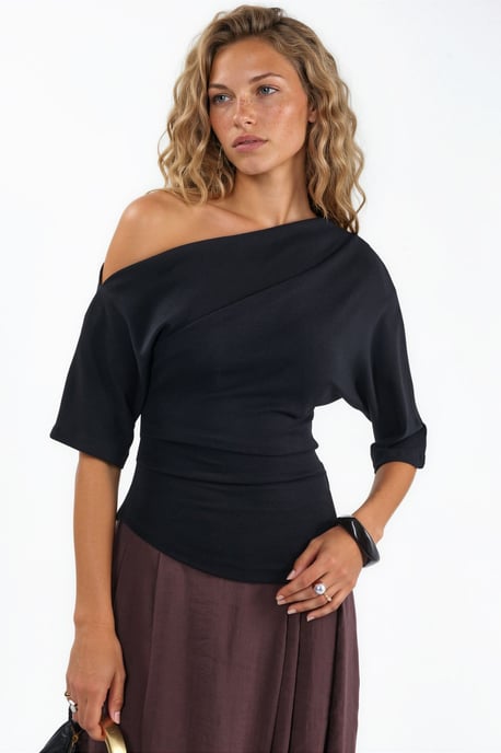 Vrouwen bootneck gebreide blouse met korte mouwen - Image 2