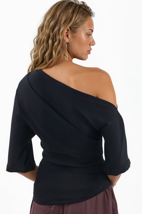 Vrouwen bootneck gebreide blouse met korte mouwen - Image 3