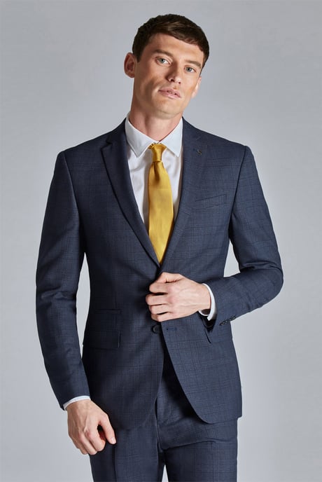 Long Sleeve Slim Fit Suit Jacket in Dark Blue - Image 1