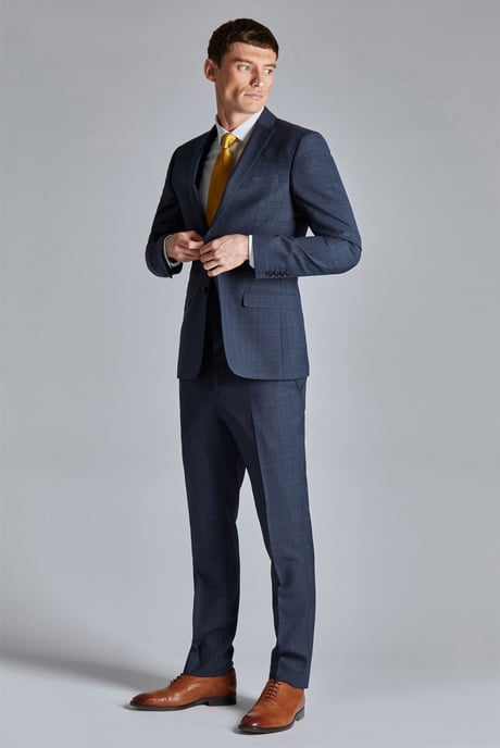 Long Sleeve Slim Fit Suit Jacket in Dark Blue - Image 3